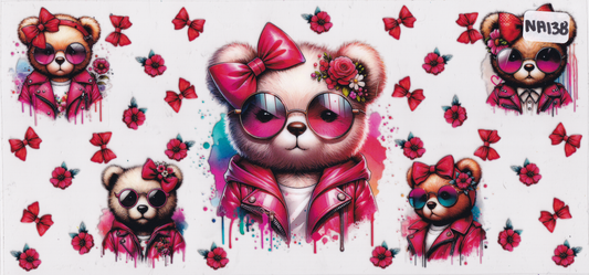 NA138 Flower Bows Bear UVDTF Wrap