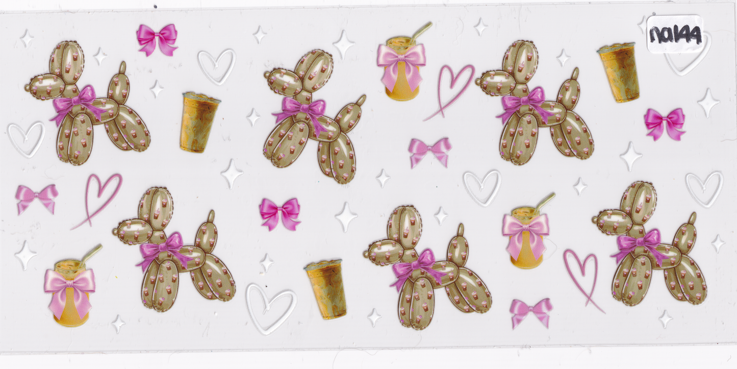 NA144 Balloon Ribbons Coffee UVDTF Wrap