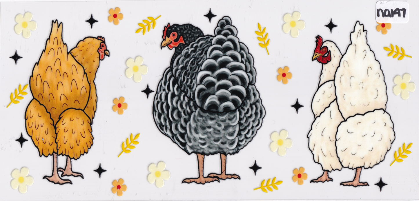 NA147 Chickens Flowers UVDTF Wrap