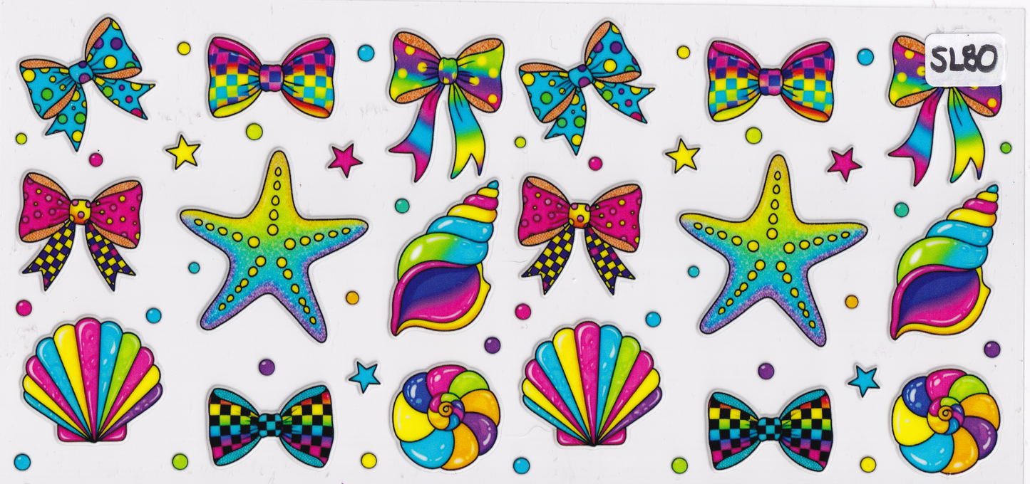 SL80 Starfish Shell Ribbons Rainbow UVDTF Wrap