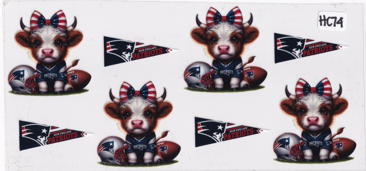 HC74 Highland Cow Sports Football UVDTF Wrap