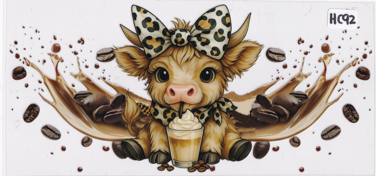 HC92 Highland Cow Coffee UVDTF Wrap