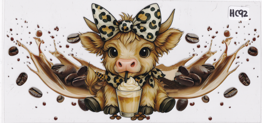 HC92 Highland Cow Coffee UVDTF Wrap