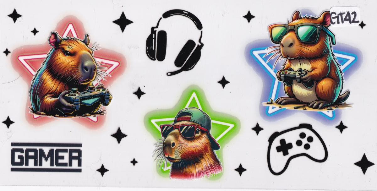 GT42 Capybara Gamer UVDTF Wrap