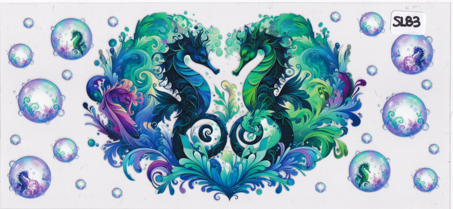 SL83 Seahorse Ocean Bubbles UVDTF Wrap