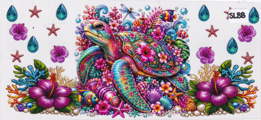 SL88 Sea Turtle Flowers UVDTF Wrap