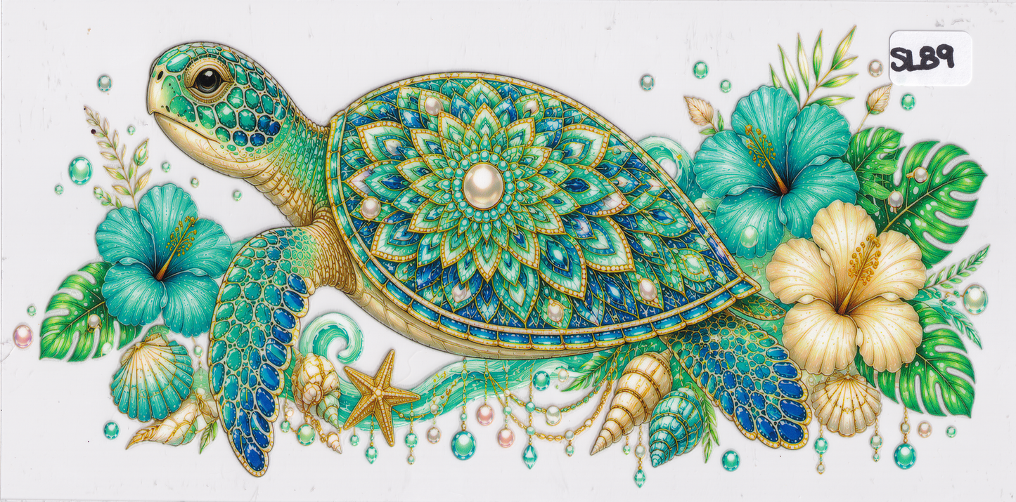 SL89 Sea Turtle Flowers UVDTF Wrap