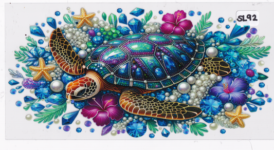 SL92 Sea Turtle Flowers UVDTF Wrap