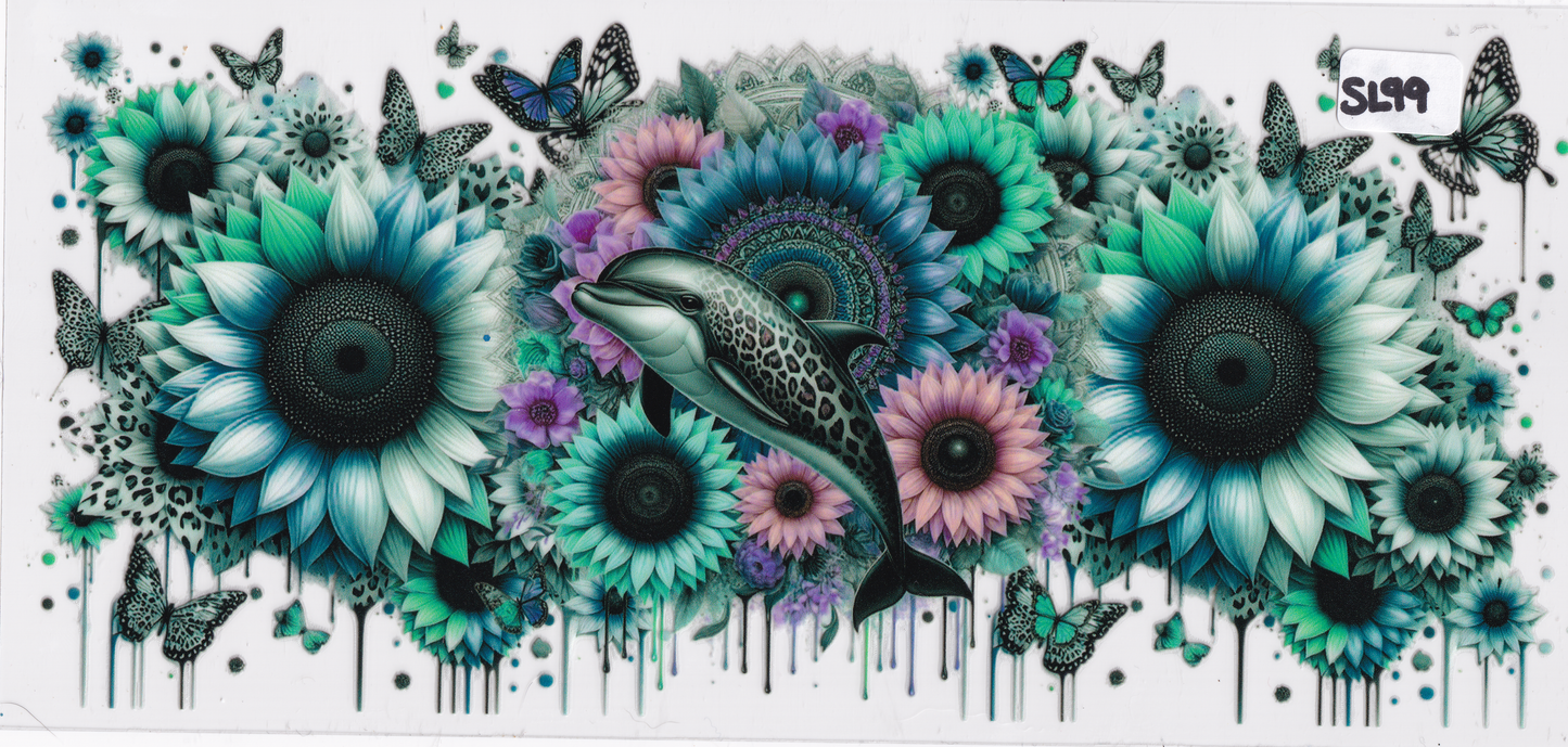 SL99 Flower Dolphin Butterflies UVDTF Wrap
