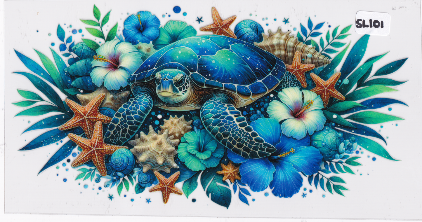 SL101 Sea Turtle Flower Starfish UVDTF Wrap