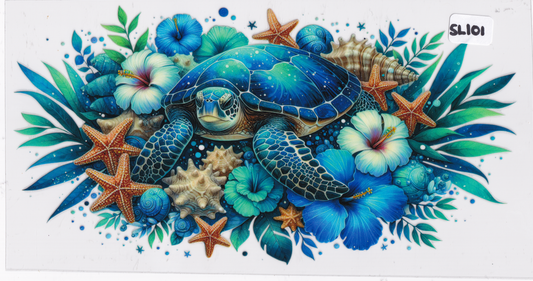 SL101 Sea Turtle Flower Starfish UVDTF Wrap