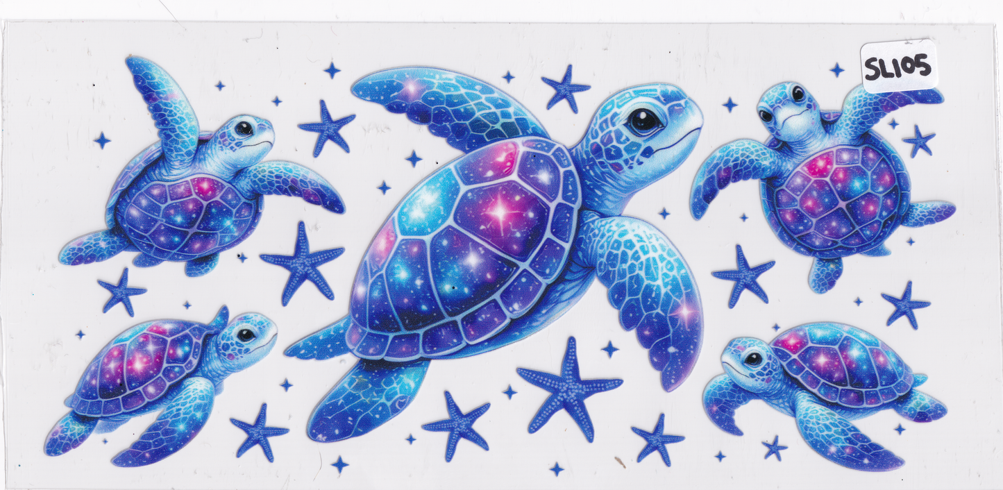SL105 Sea Turtle Galaxy Starfish UVDTF Wrap