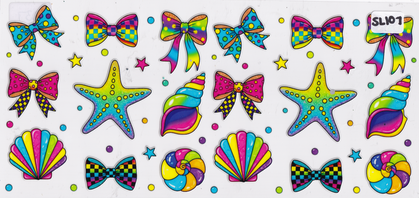 SL107 Ribbon Starfish Rainbow UVDTF Wrap