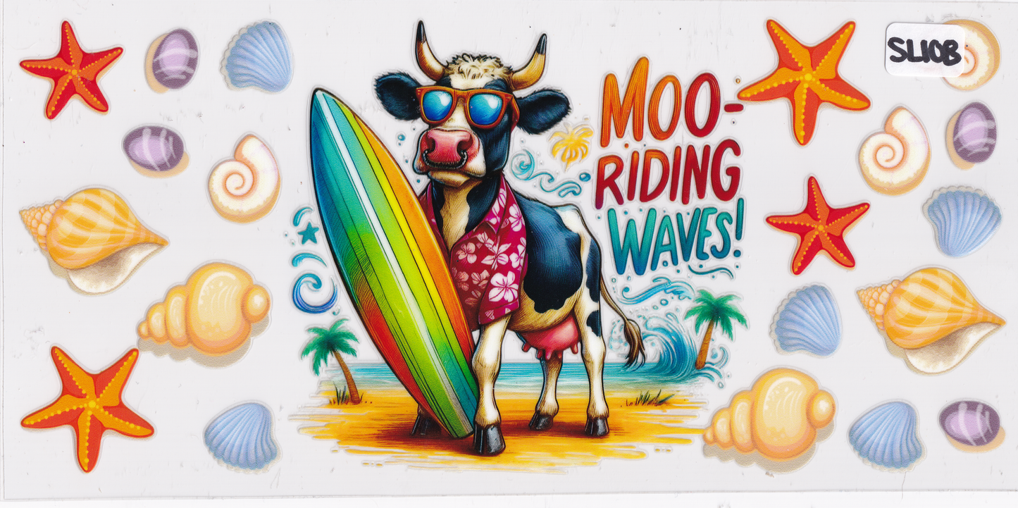 SL108 Cow Surfing Starfish UVDTF Wrap