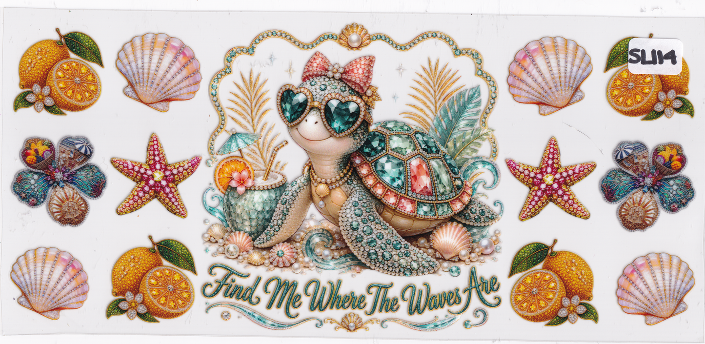 SL114 Sea Turtle Shells Beach UVDTF Wrap