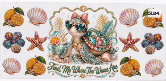 SL114 Sea Turtle Shells Beach UVDTF Wrap