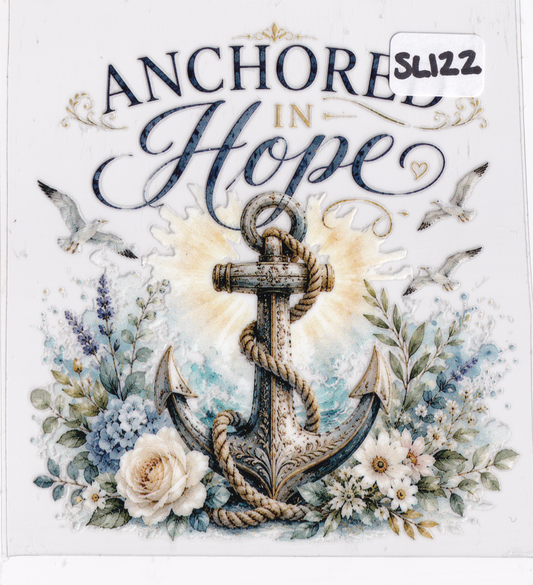 SL122 Anchor Flowers Birds UVDTF Wrap