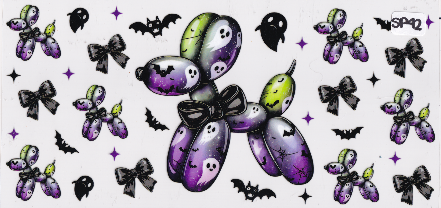 SP42 Halloween Balloon Animal Bats Ribbons UVDTF Wrap