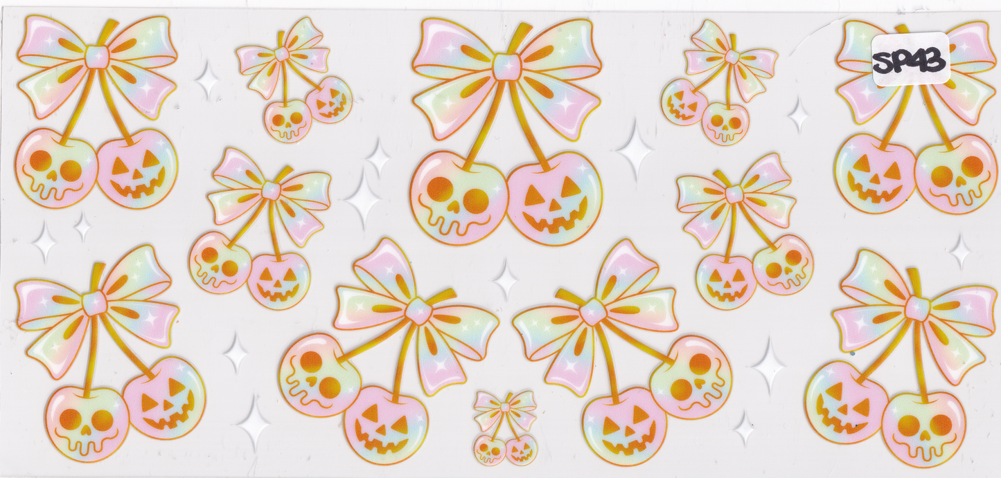 SP43 Pumpkin Cherry Skulls Halloween UVDTF Wrap