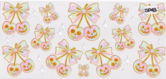 SP43 Pumpkin Cherry Skulls Halloween UVDTF Wrap