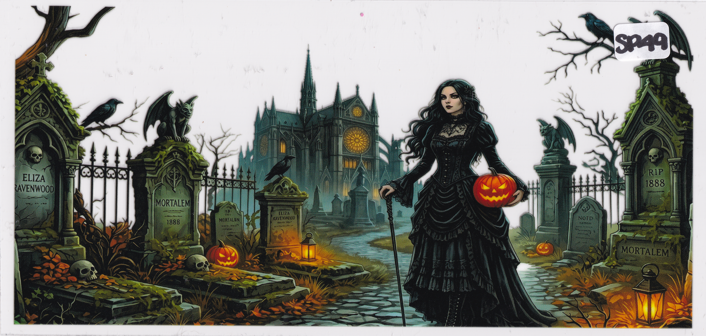 SP49 Graveyard Raven Pumpkin Halloween UVDTF Wrap