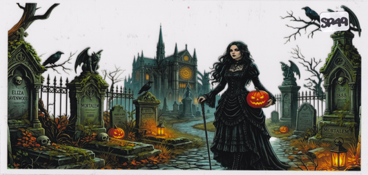 SP49 Graveyard Raven Pumpkin Halloween UVDTF Wrap