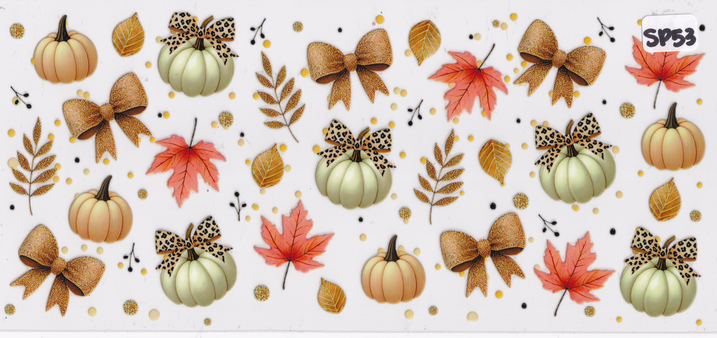 SP53 Halloween Fall Pumpkins Ribbon UVDTF Wrap