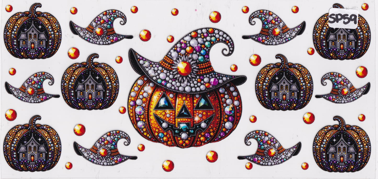 SP59 Halloween Pumpkin Witches Hat UVDTF Wrap