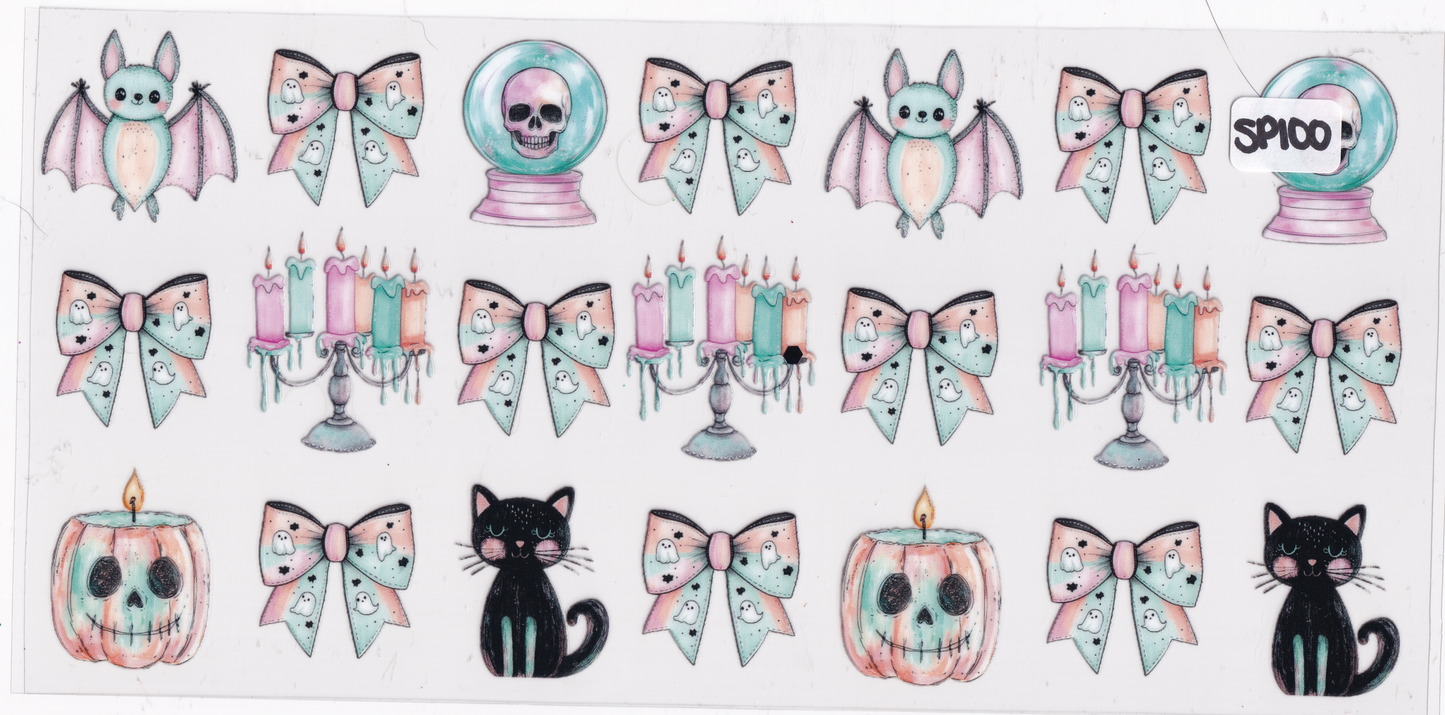 SP100 Halloween Bats Pumpkin Ribbon UVDTF Wrap