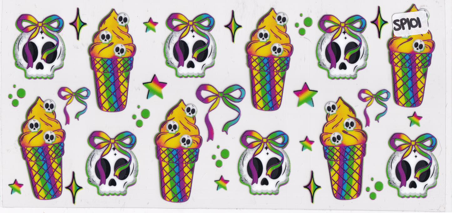 SP101 Skulls Drinks Ribbons UVDTF Wrap