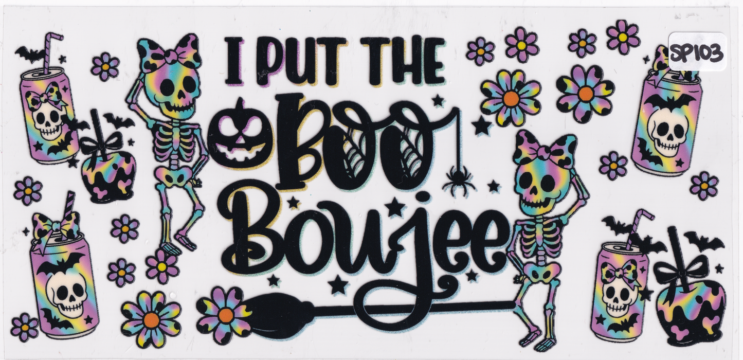 SP103 Halloween Boo Skeleton Pumpkin UVDTF Wrap