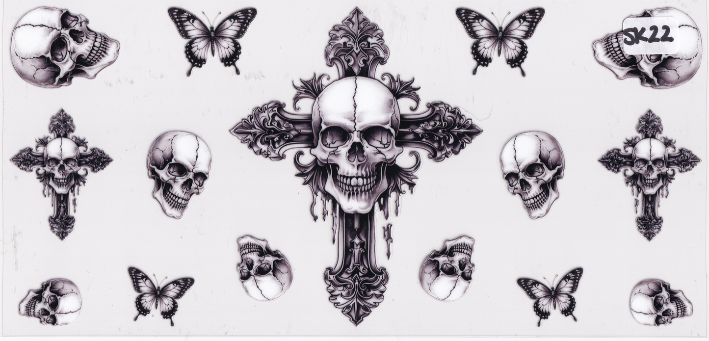SK22 Skulls Butterfly UVDTF Wrap