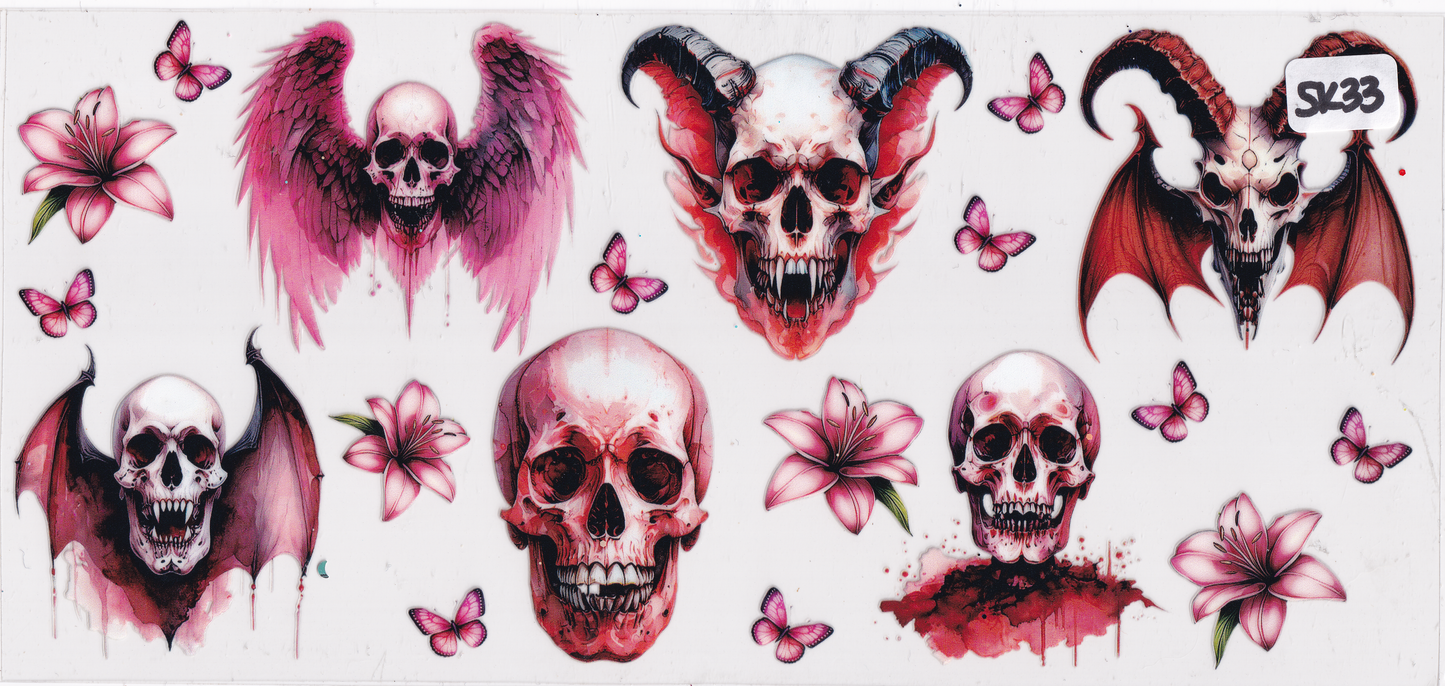 SK33 Skulls Demon UVDTF Wrap