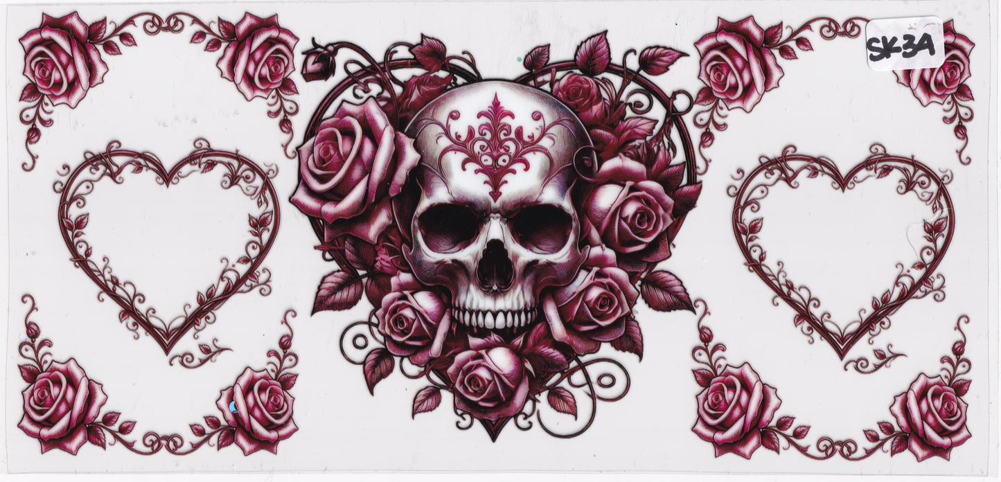 SK34 Skulls Flowers UVDTF Wrap