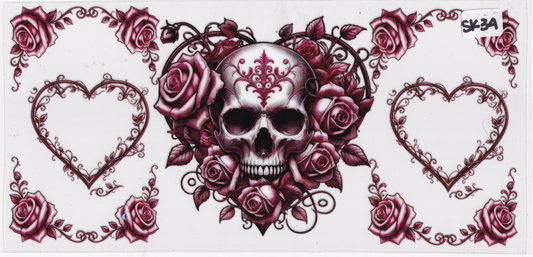 SK34 Skulls Flowers UVDTF Wrap