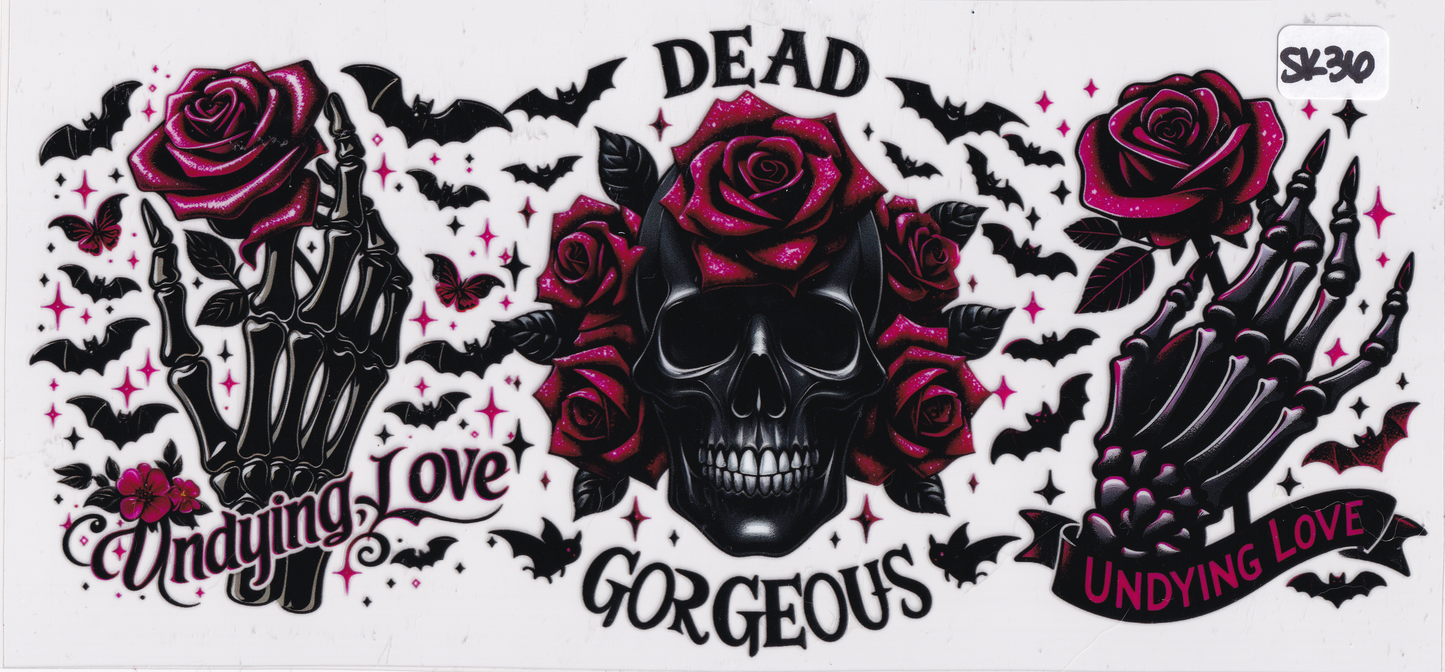 SK36 Dead Gorgeous Skull Roses UVDTF Wrap