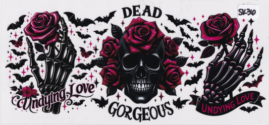 SK36 Dead Gorgeous Skull Roses UVDTF Wrap