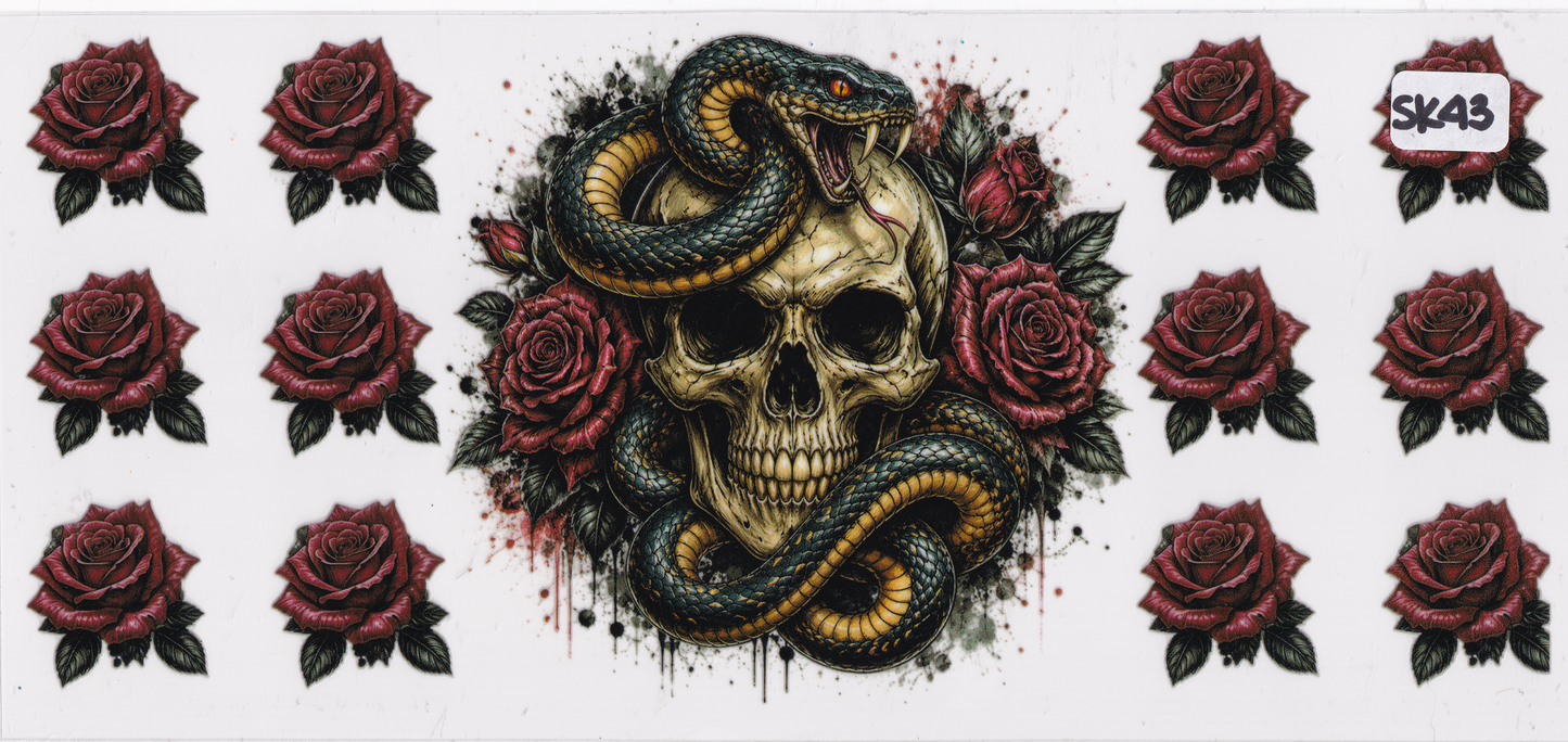 SK43 Skull Roses UVDTF Wrap