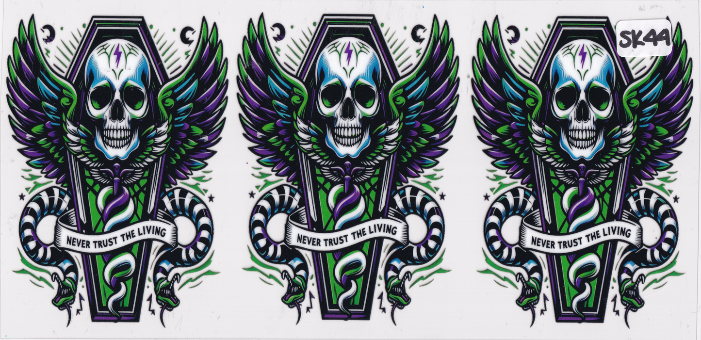 SK44 Skulls Snakes Wings UVDTF Wrap