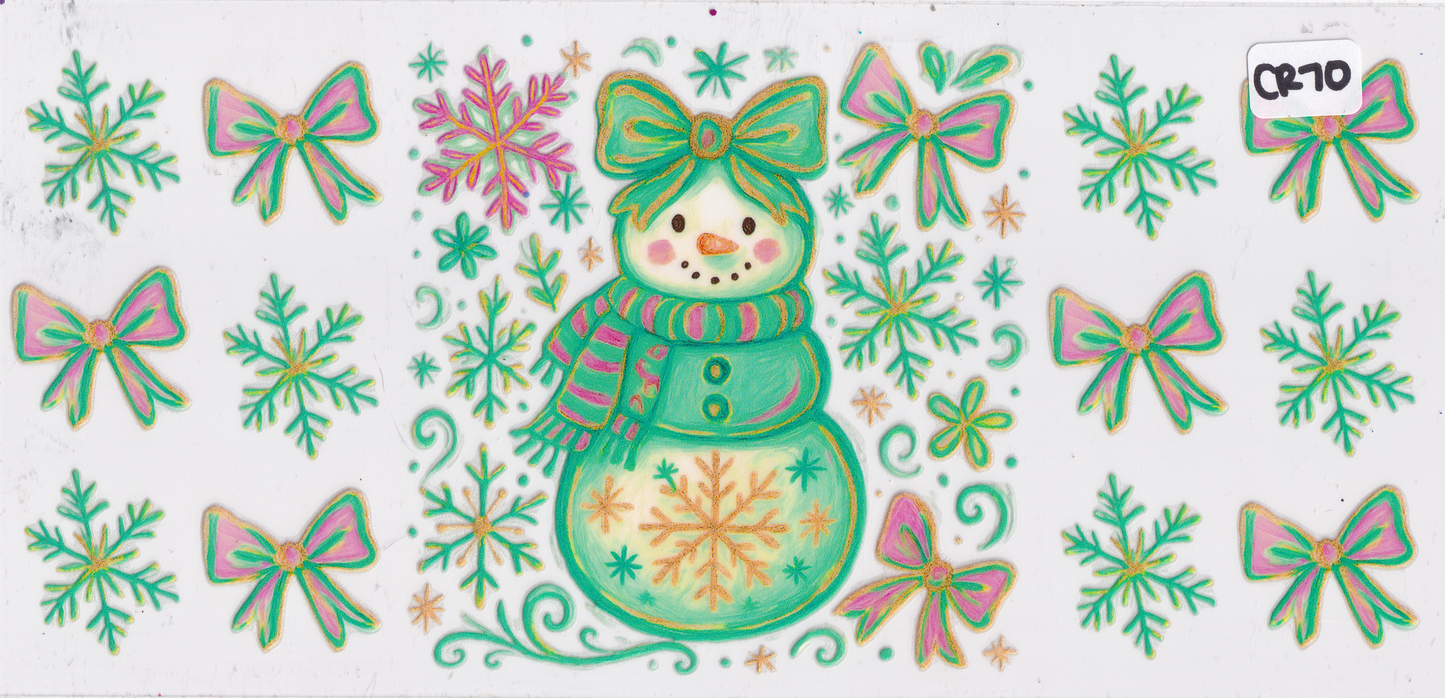 CR70 Snowman Ribbon Christmas UVDTF Wrap