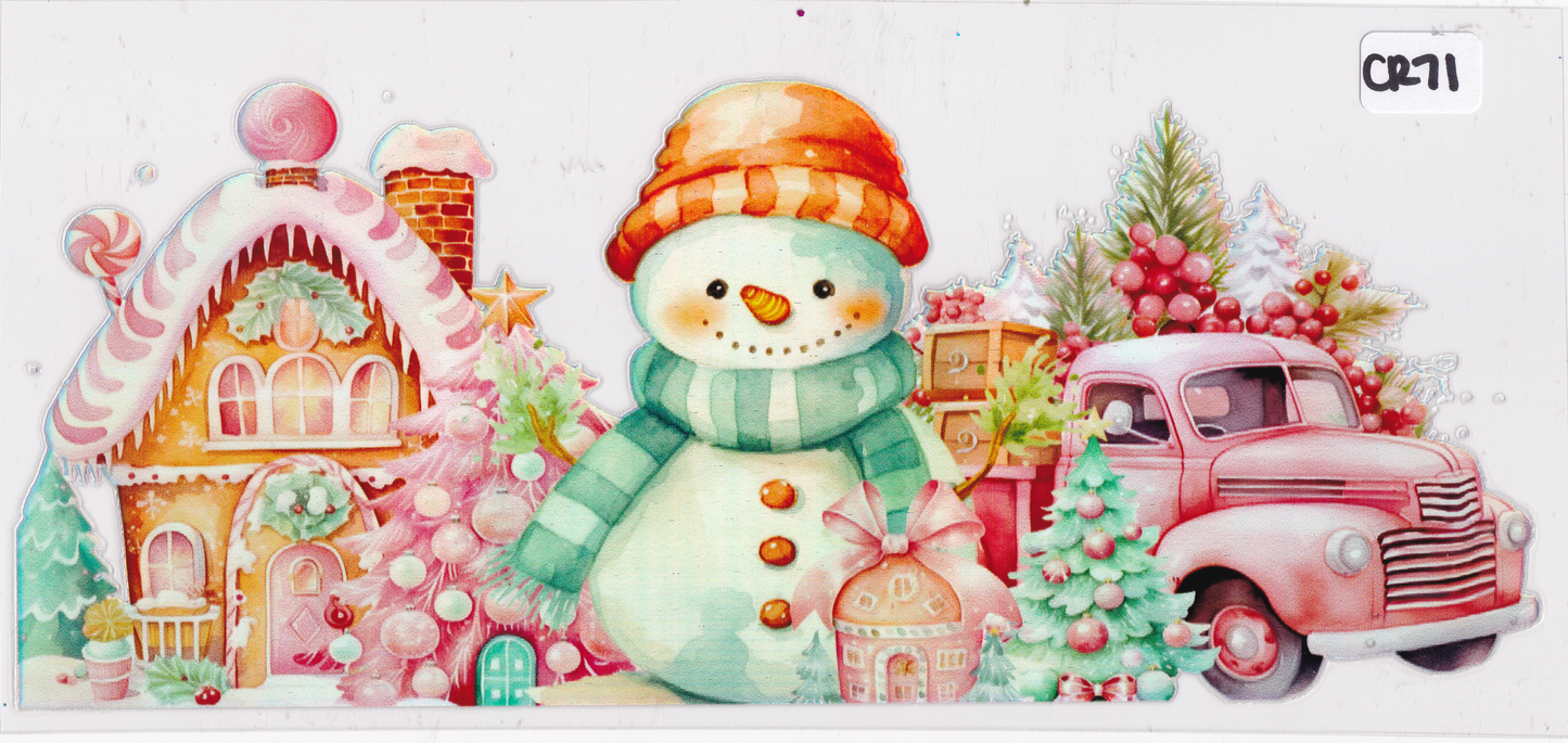 CR71 Holographic Christmas Snowman UVDTF Wrap