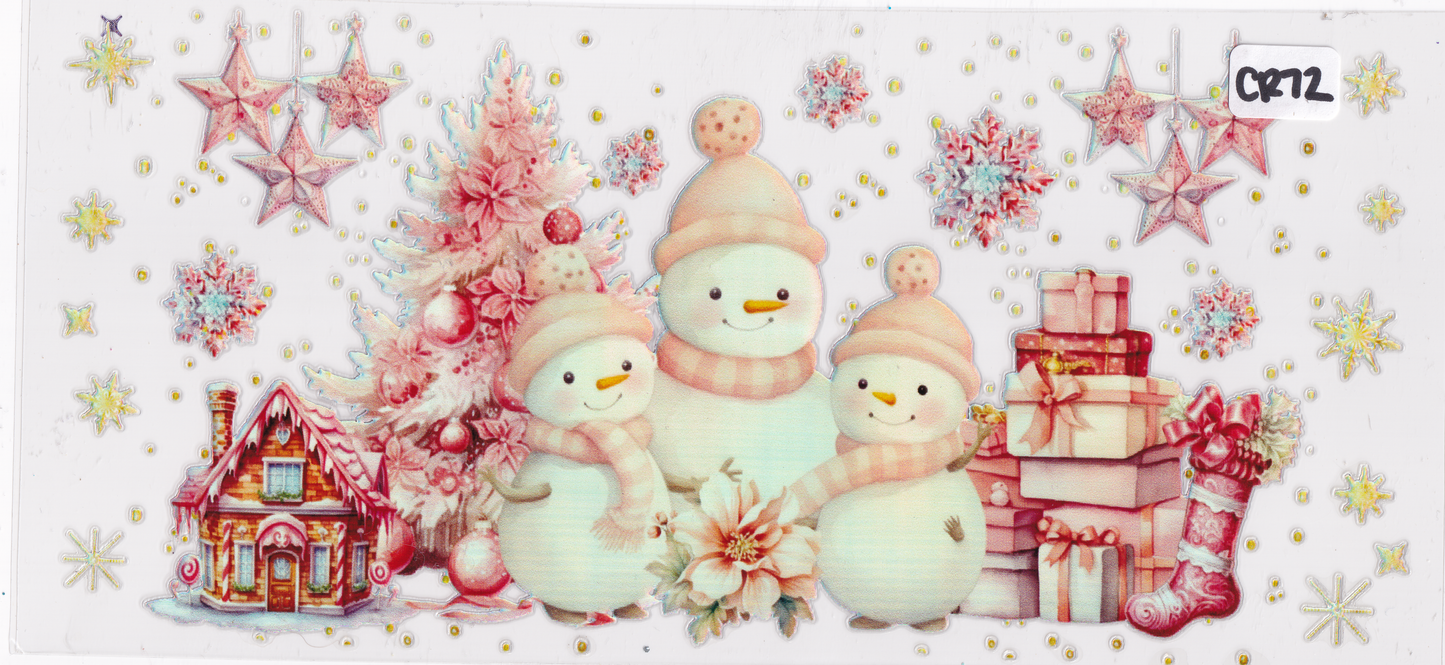 CR72 Holographic Christmas Snowman UVDTF Wrap