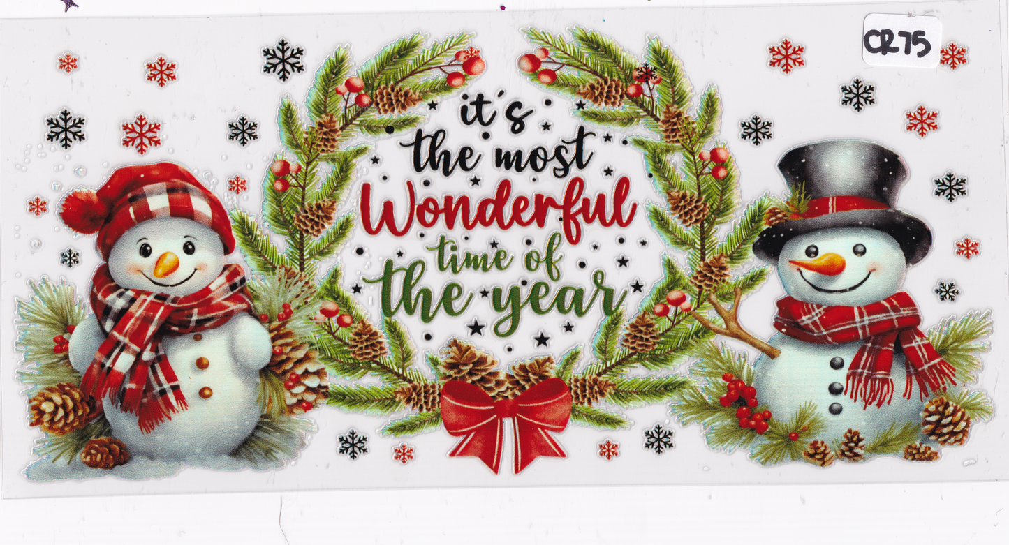 CR75 Holographic Christmas Snowman UVDTF Wrap