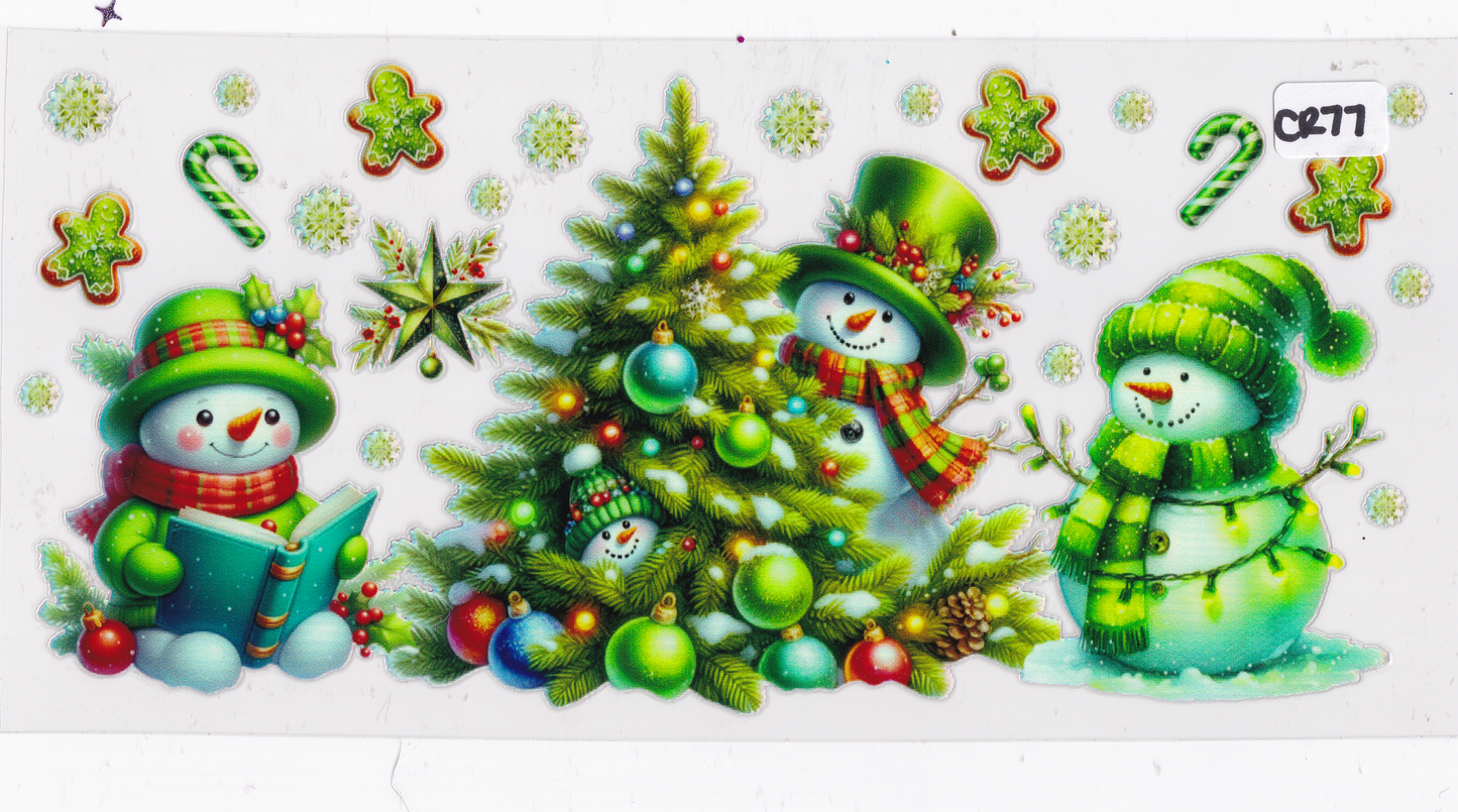 CR77 Holographic Christmas Snowman Tree UVDTF Wrap