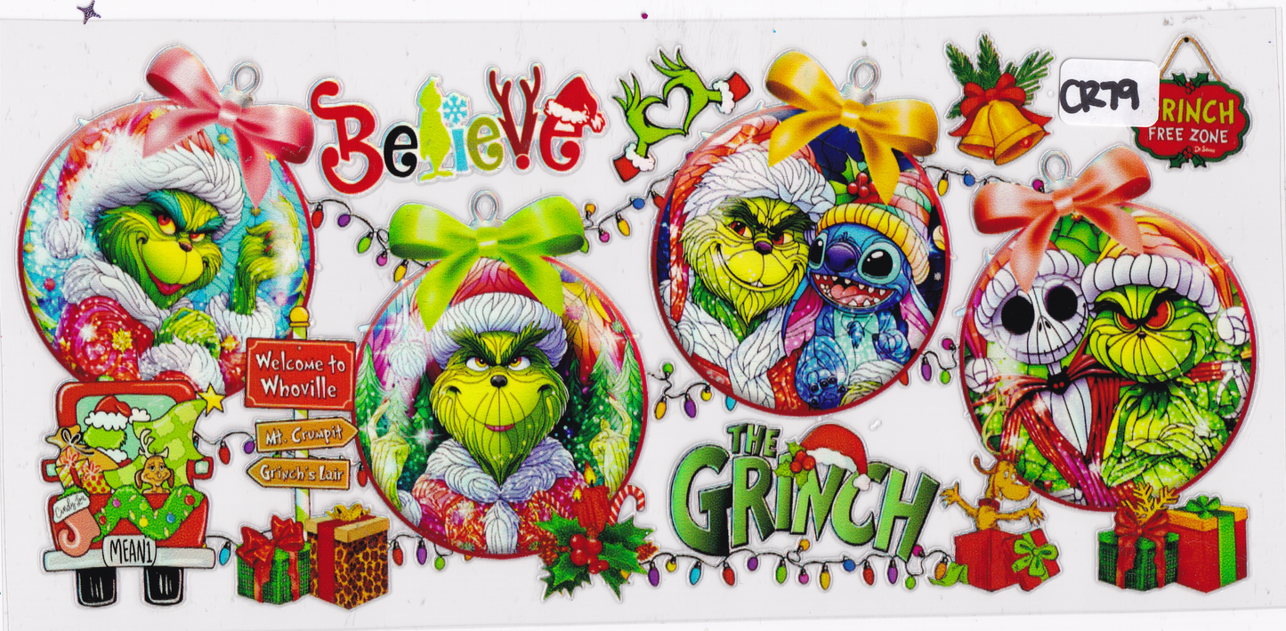 CR79 Holographic Green Character Christmas UVDTF Wrap
