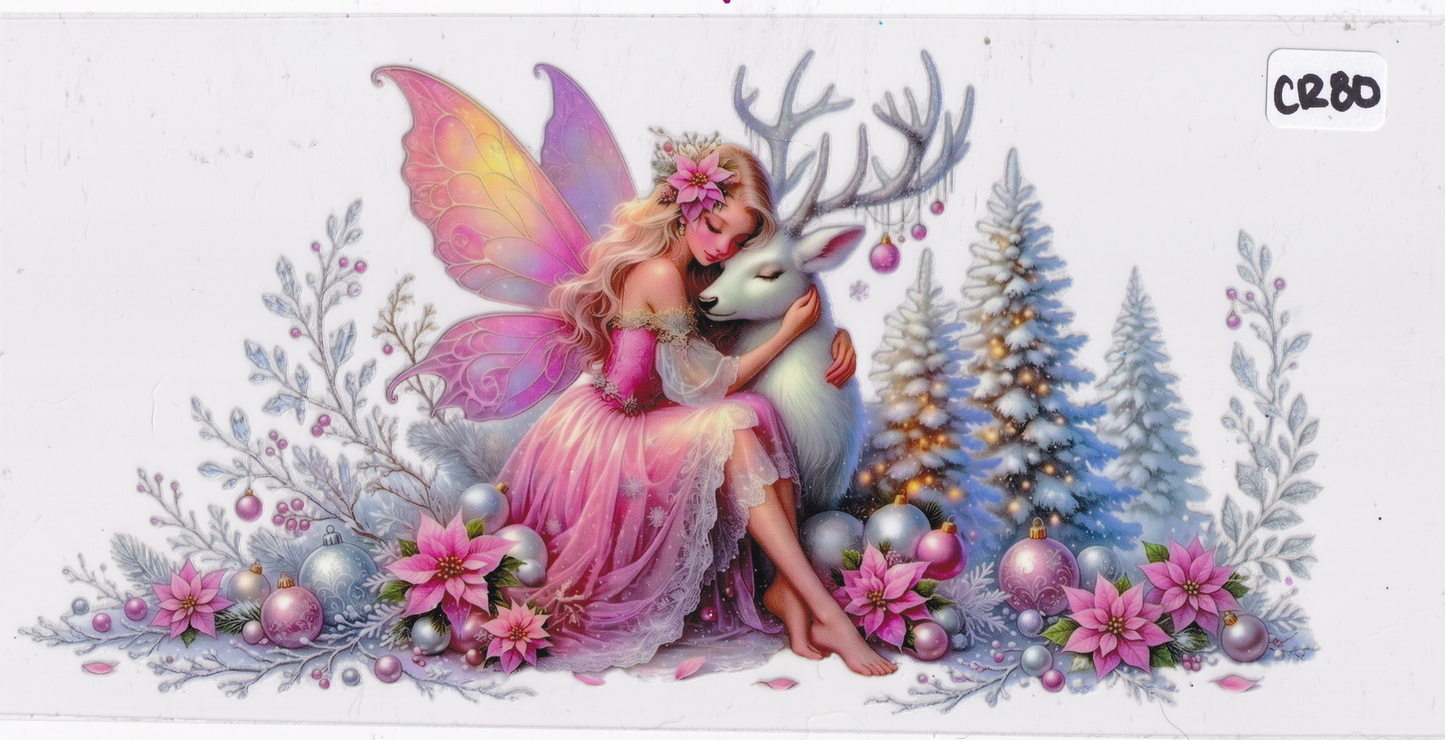 CR80 Christmas Deer Fairy Flowers Trees UVDTF Wrap