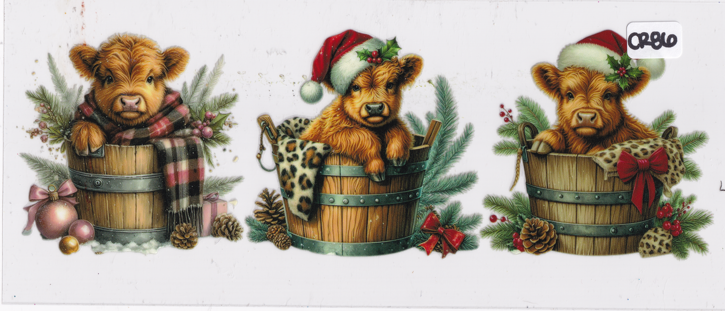 CR86 Christmas Highland Cow UVDTF Wrap