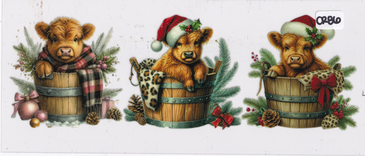 CR86 Christmas Highland Cow UVDTF Wrap