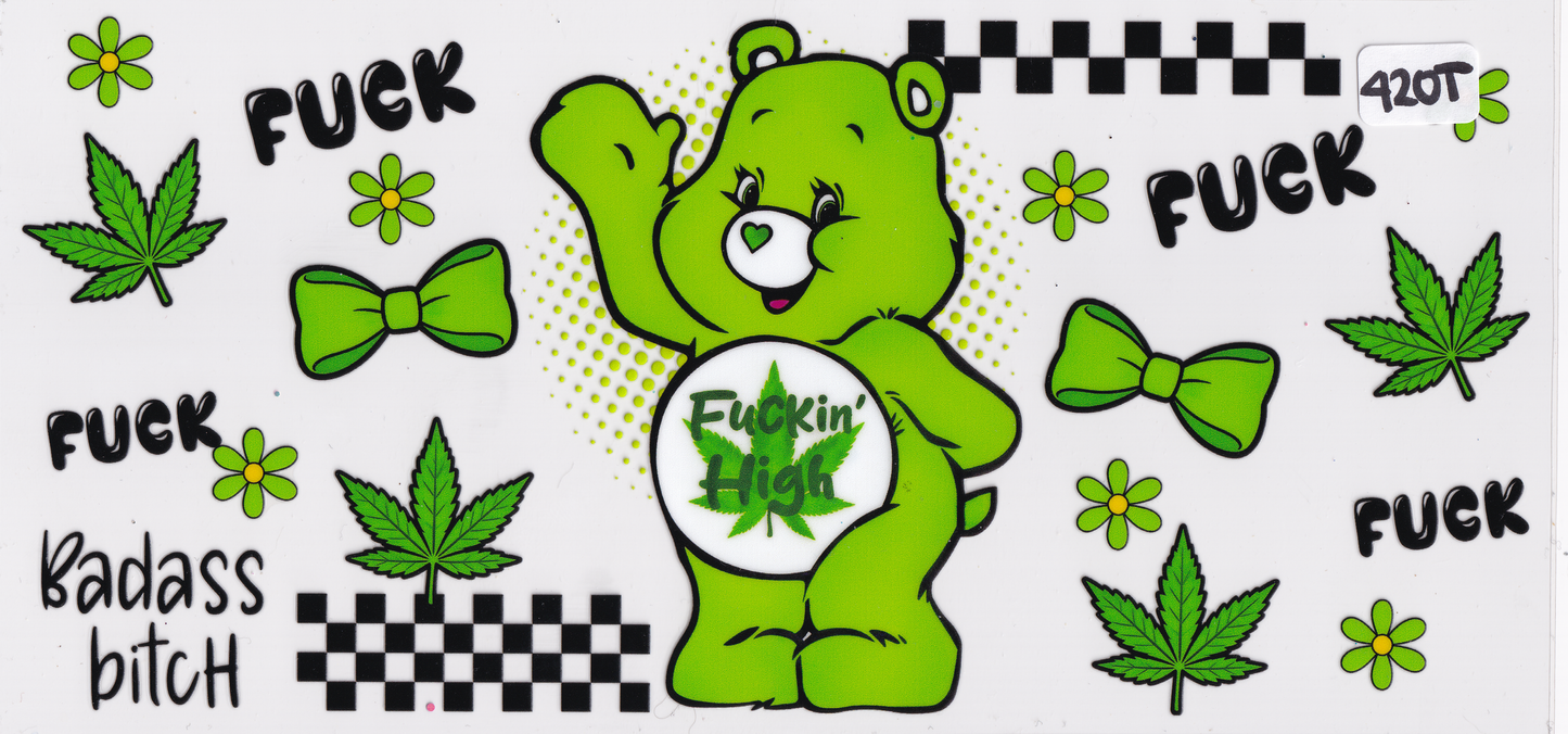 420T Adult Bear Smoking UVDTF Wrap
