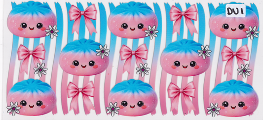 DU1 Fidget Squishy Glitter Dumplings Ribbons UVDTF Wrap